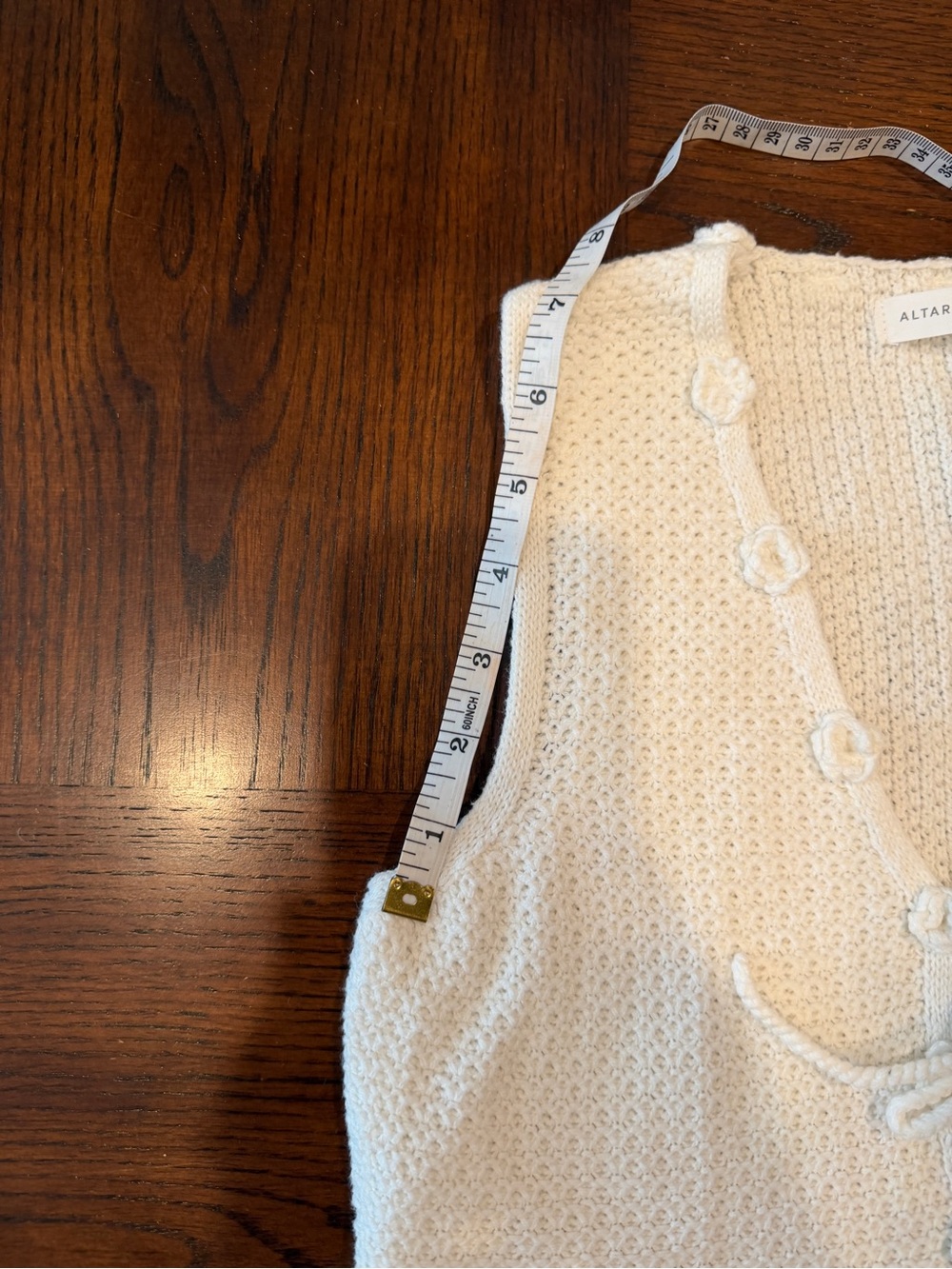 Altar'd State Cream Crochet Tie-Front Knit Tank - Picture 7 of 8